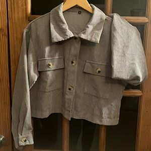 Crop Corduroy Gray Jacket, Size M